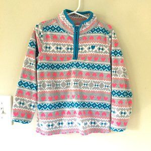 OshKosh B'Gosh Quarter-Zip Microfleece Pullover, Gray Fair Isle Print, Size 6